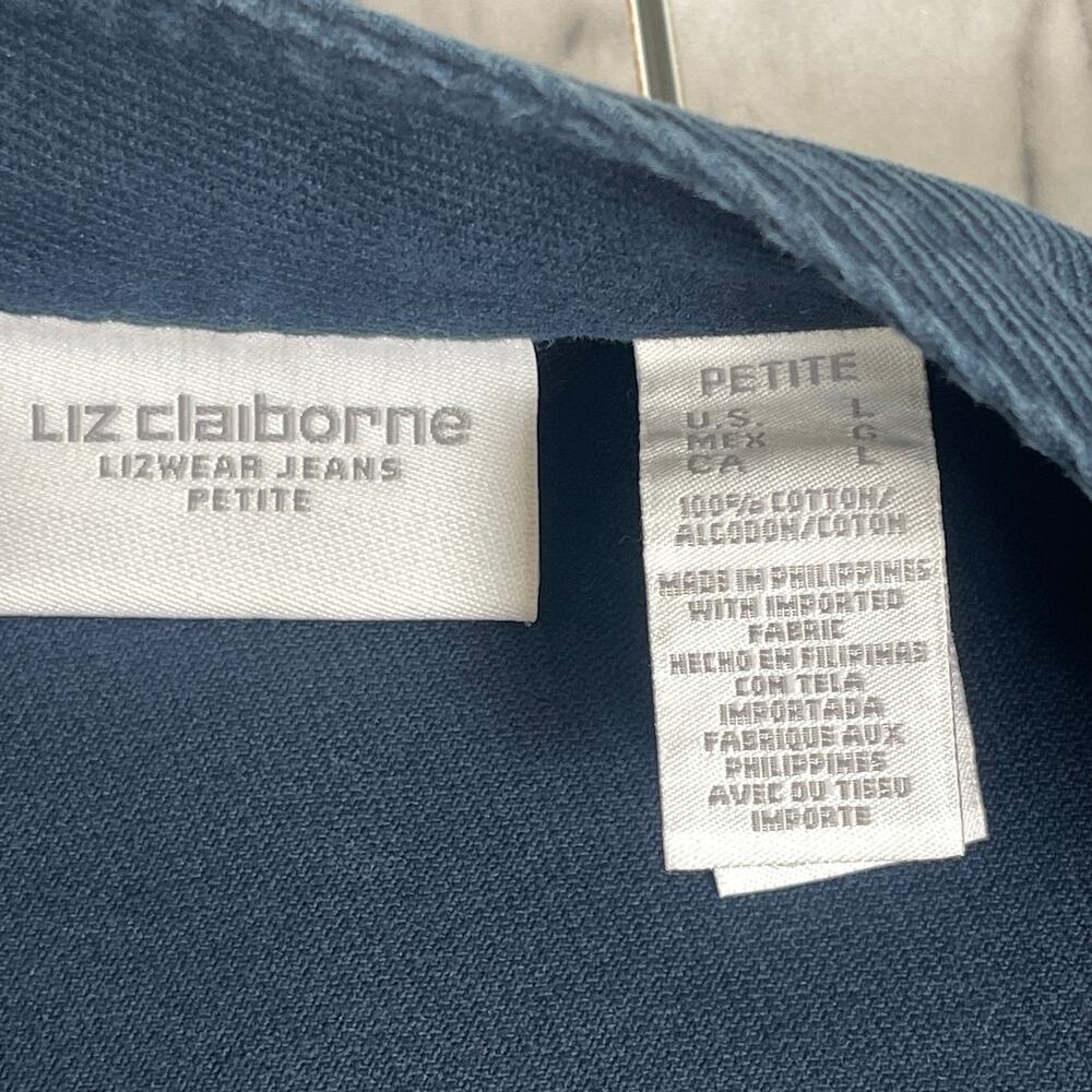 Liz Claiborne Lizwear Jeans Petite Blue Corduroy Utility Jacket 100% Cotton - Picture 4 of 13